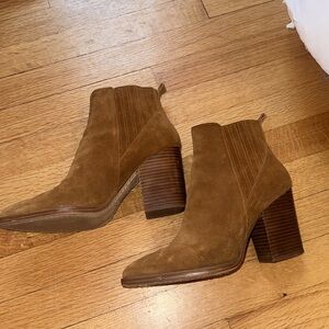 Marc Fischer suede tan pointy ankle boots